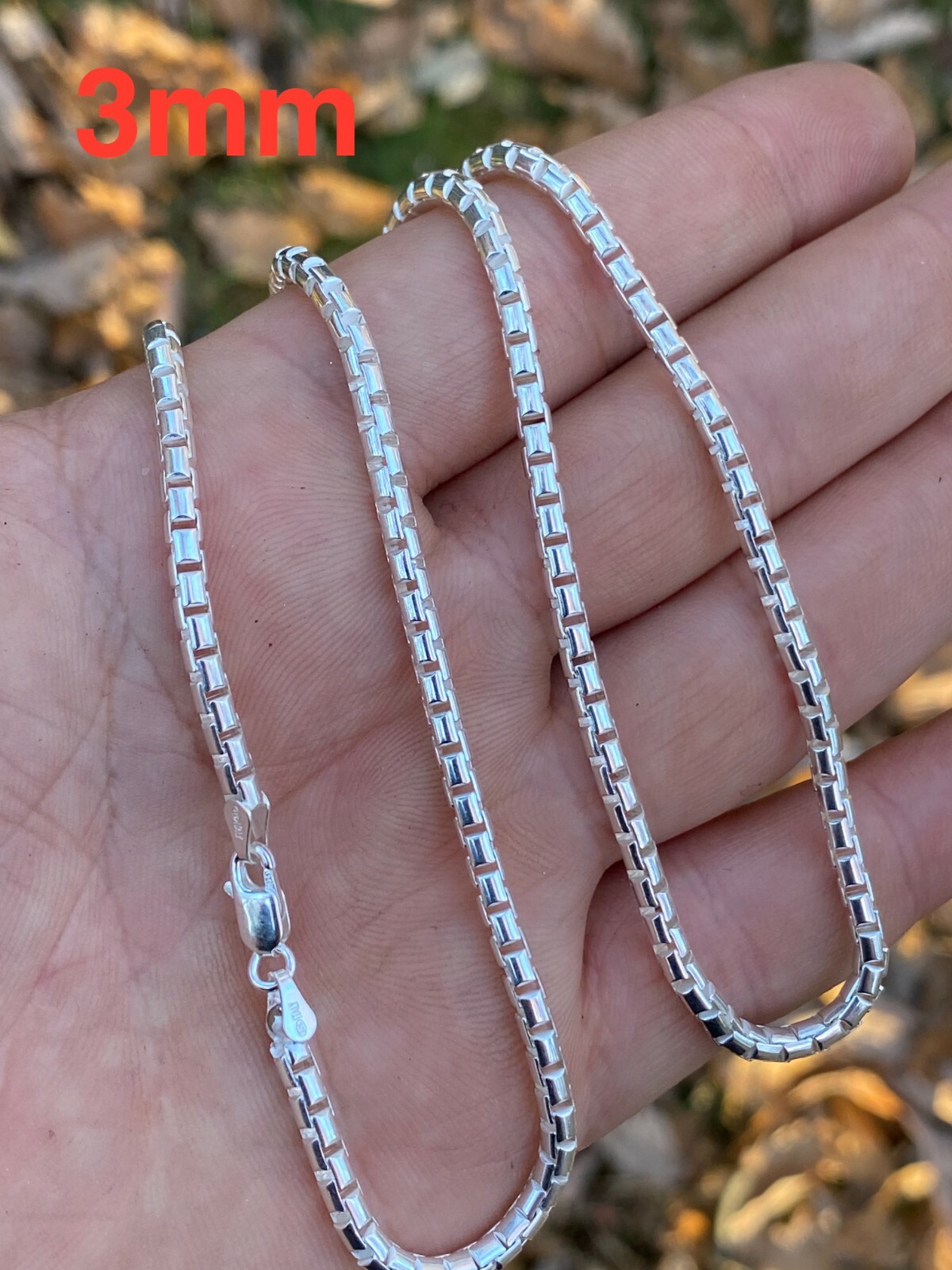 Real Solid 925 Sterling Silver Rounded Box Chain 1-3mm Necklace Men Ladies Snake