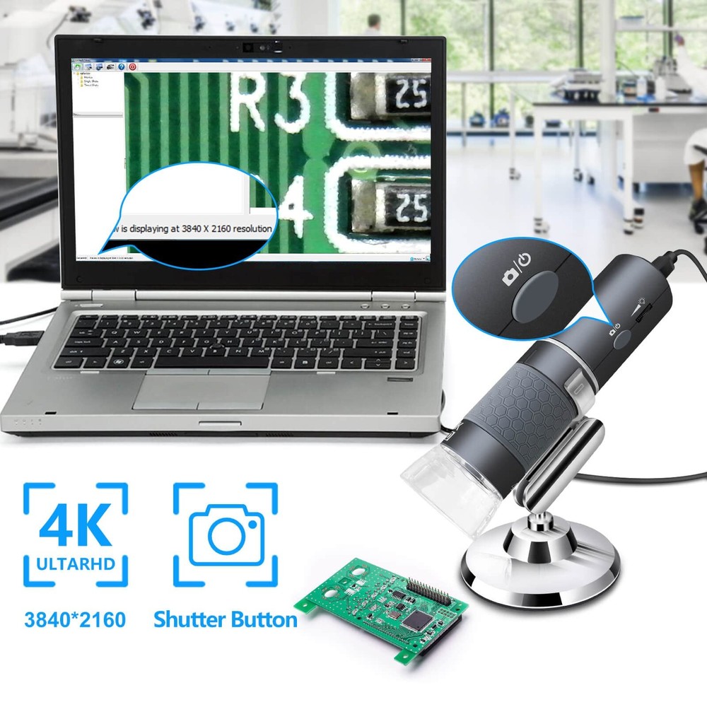 4K WiFi Microscope for iPhone Android PC, 50-1000X USB Digital Microscope Wir...