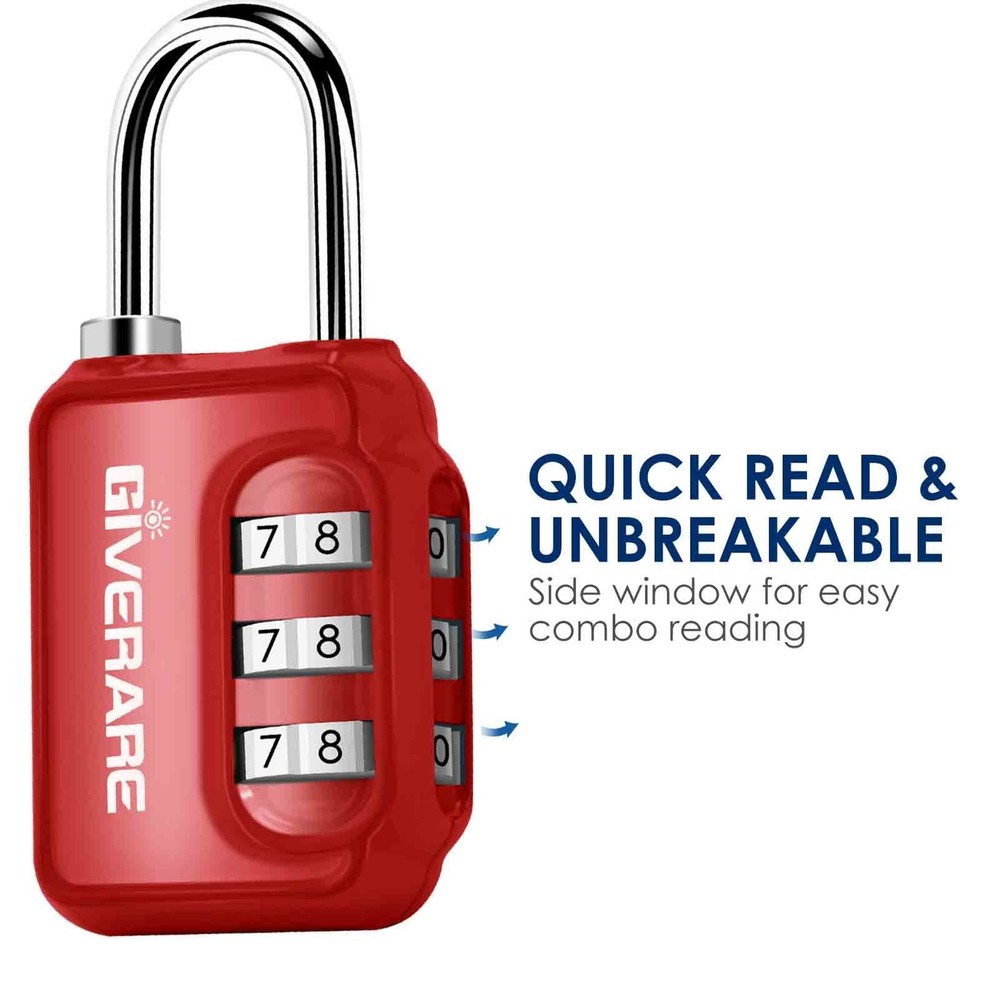 2 Pack Combination Lock, 3-Digit Padlock Keyless, Resettable Luggage Locks for B