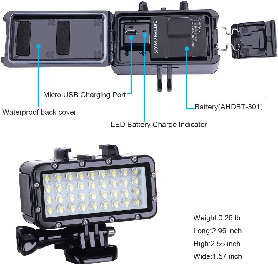 Diving Light High Power Dimmable Waterproof LED Video Light Fill Night Light Div