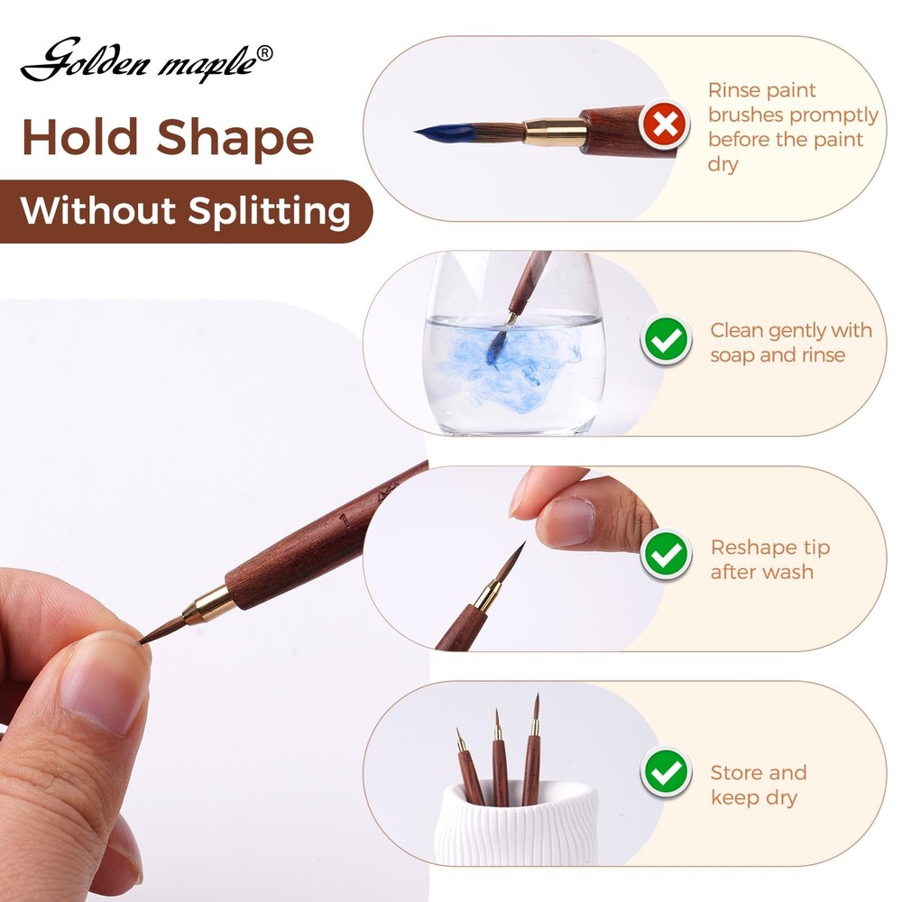 Kolinsky Sable Brushes, 3PCS Fine Point Brushes, Professional Model Miniature...