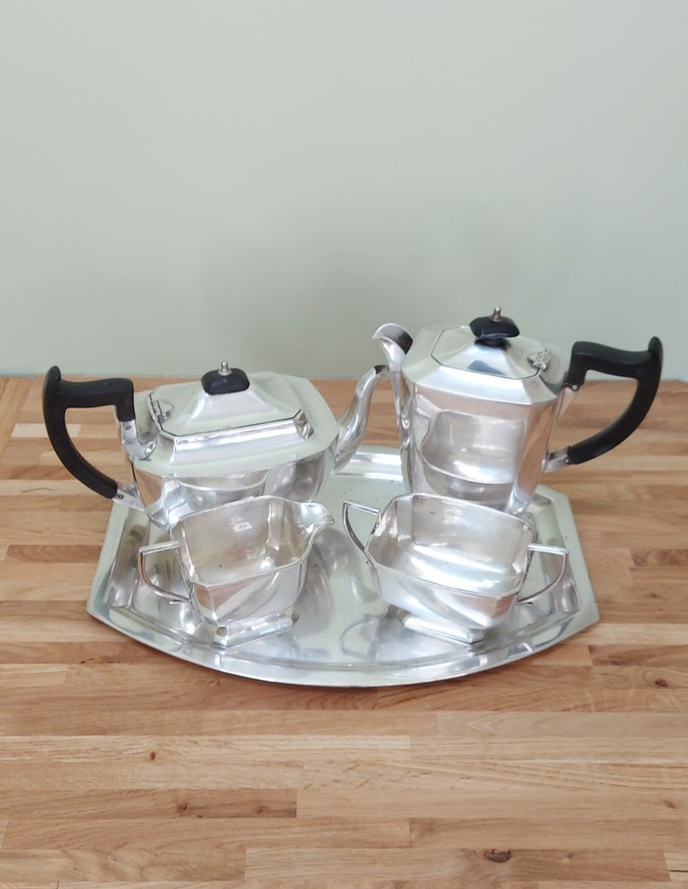Vintage 5-Piece Silver Plate Tea Set Marked ALD