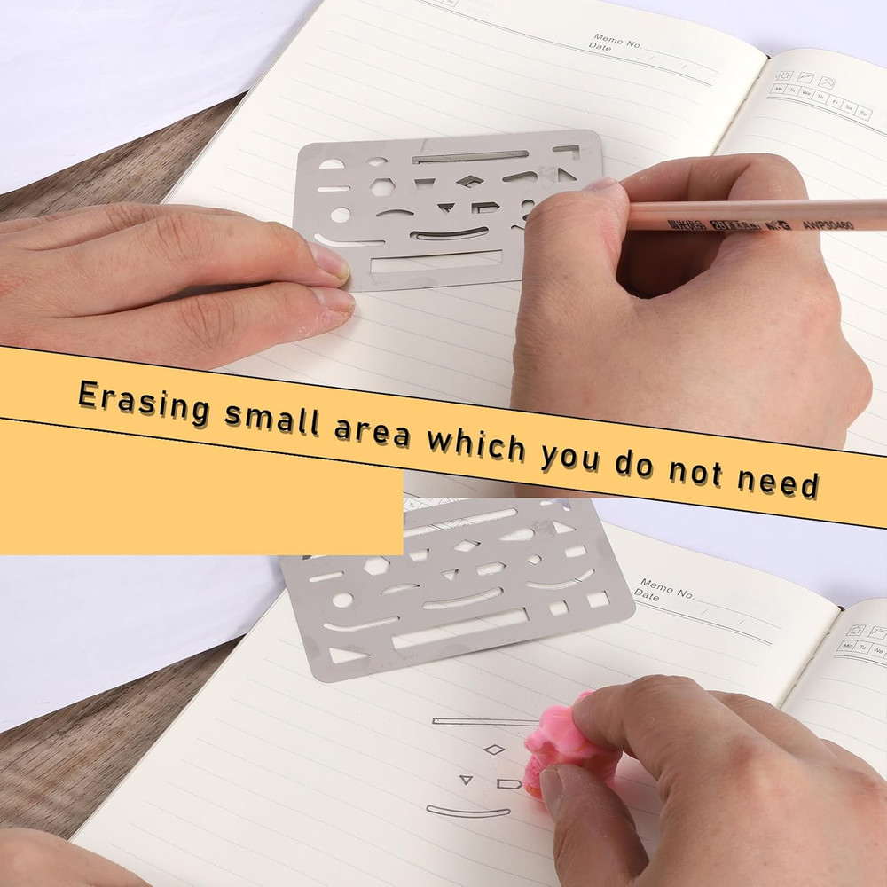 4 Pieces Erasing Shield Stainless Steel Drawing Template Shield Drafting Tools w