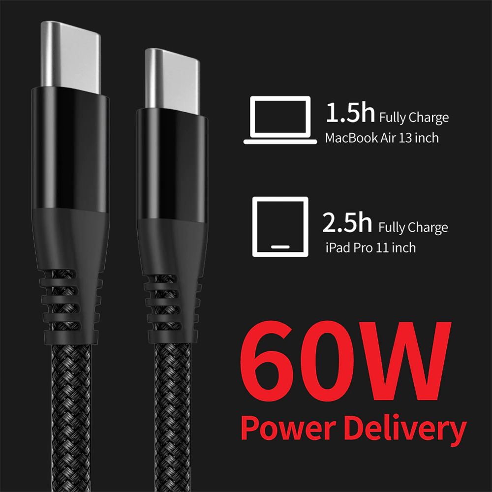 USB-C to USB-C Cable Male Type-C Cable Cord Fast Charger Charging Data Sync