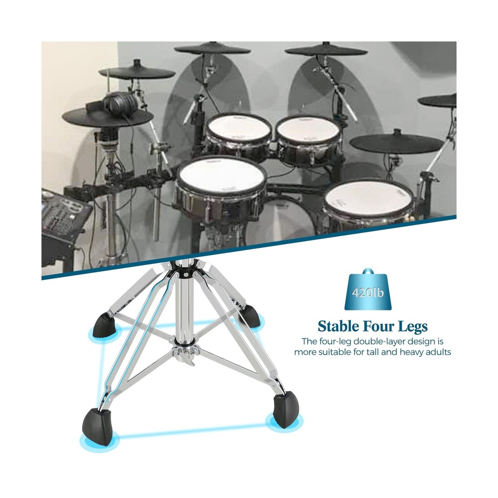 ROWELL Drum Throne with Backrest Hydraulic Drum Stool Height Adjustable Airli...