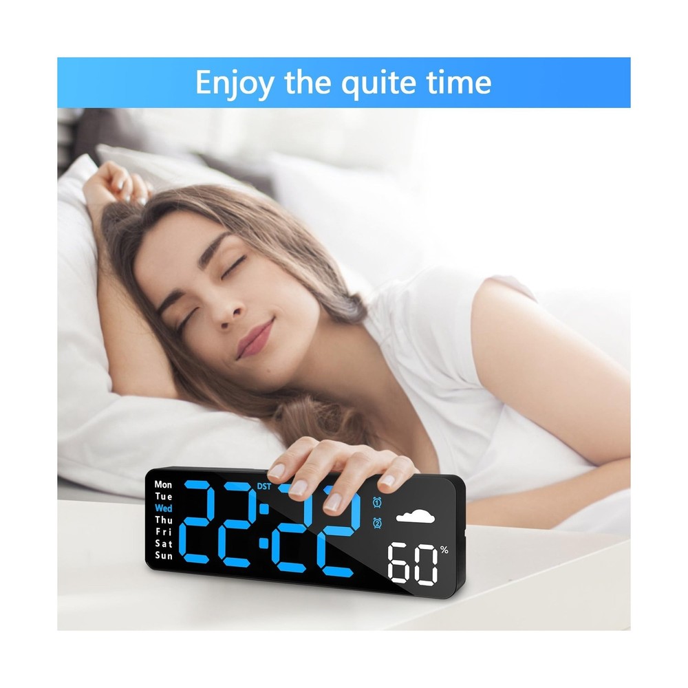 Digital Wall Clock with Remote Control, Large Display Plug in LED D... Fast Ship