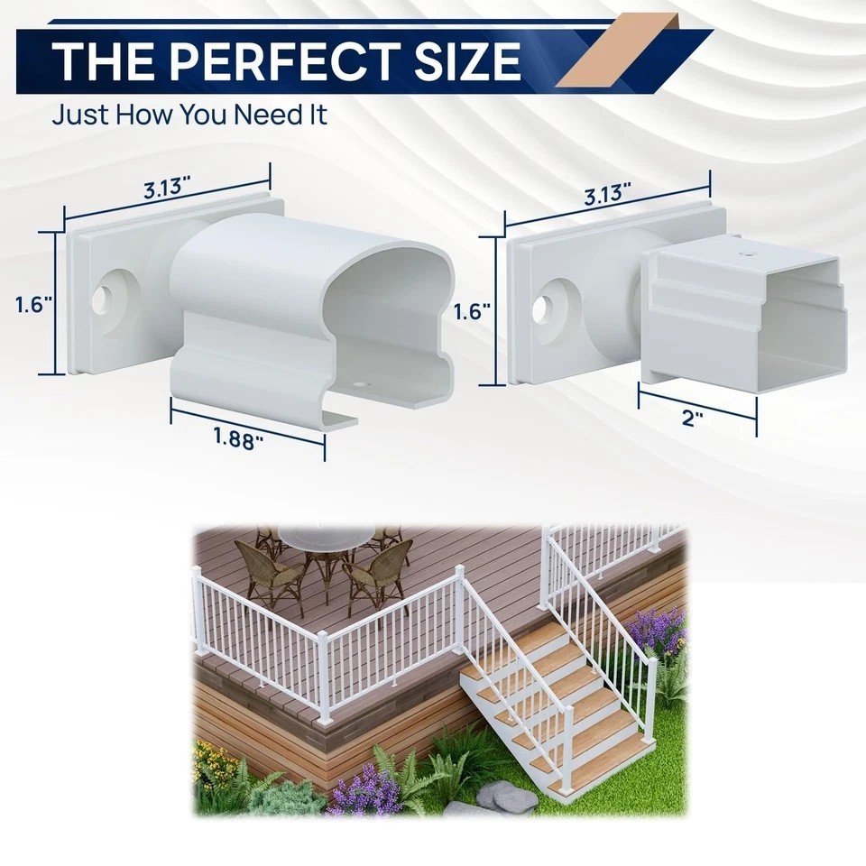 4 Pack Aluminum Deck Railing Bracket Connector, Adjustable Railing Bracket, W...