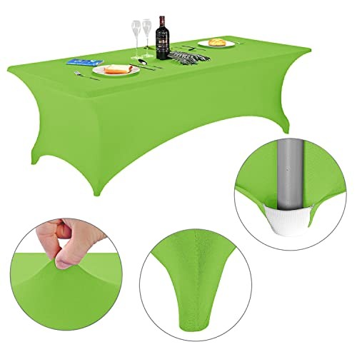 Spandex Fitted Stretch Table Cover for 6 96" x 30" (Rectangular) Apple Green