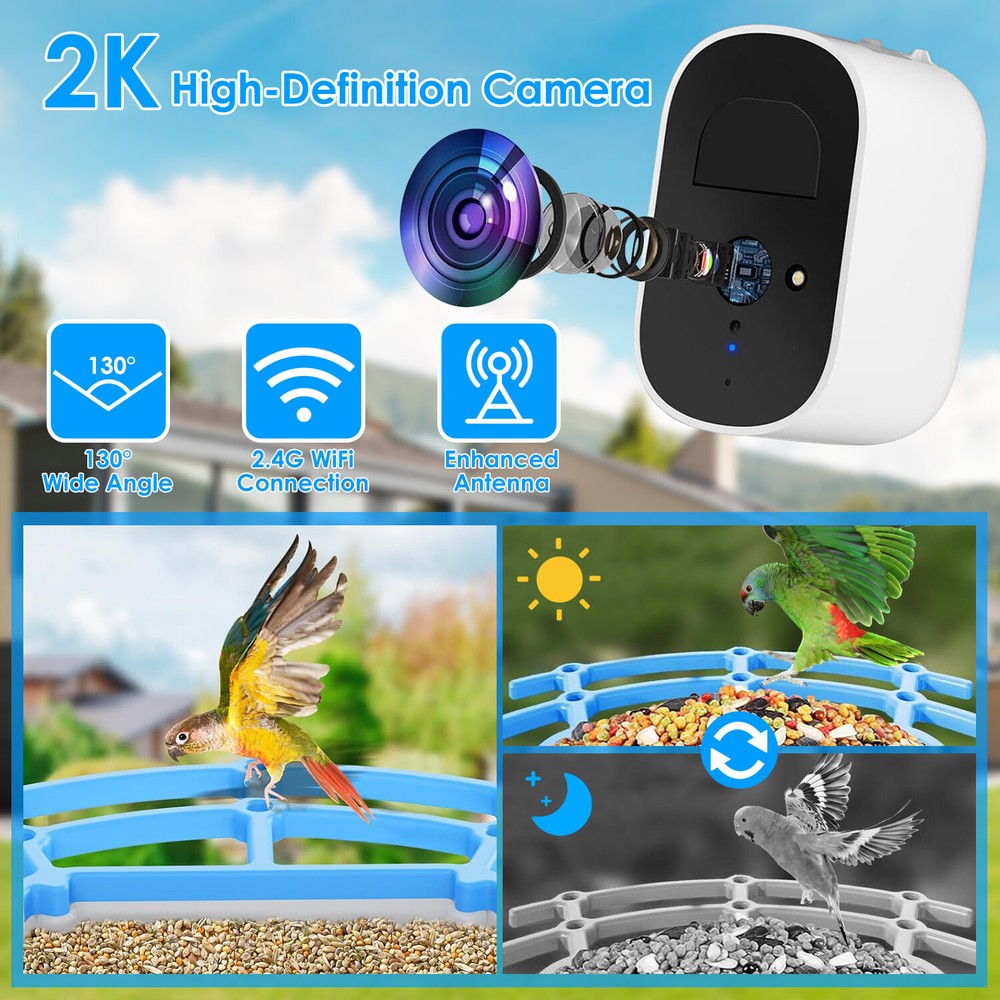 Smart Bird Feeder w/ Camera Bird Watching Auto Capture Videos & Motion Detection