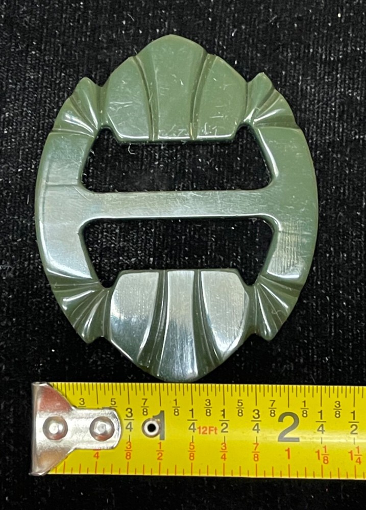 Vintage green Bakelite buckle accessory tested