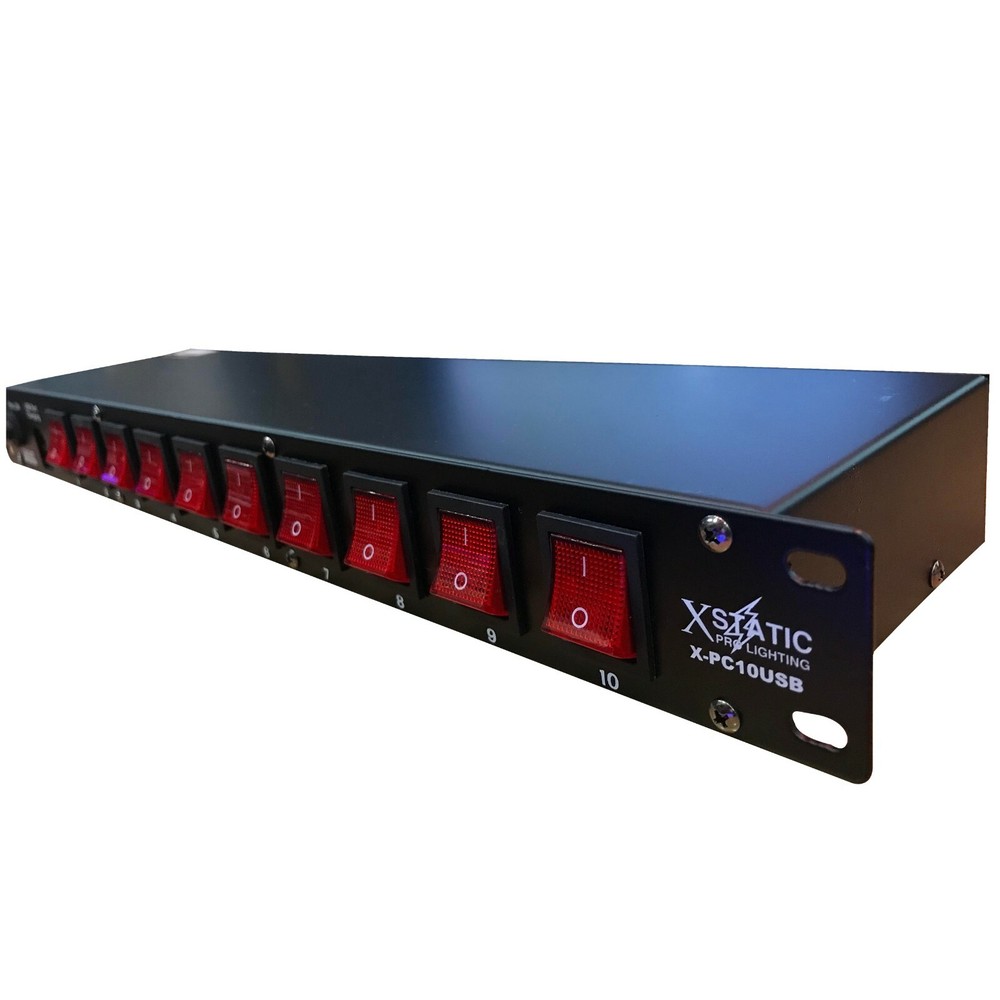 ProX X-PC10USB 10 Plug Rack Mount Power Distribution Switch With 2 USB Charging