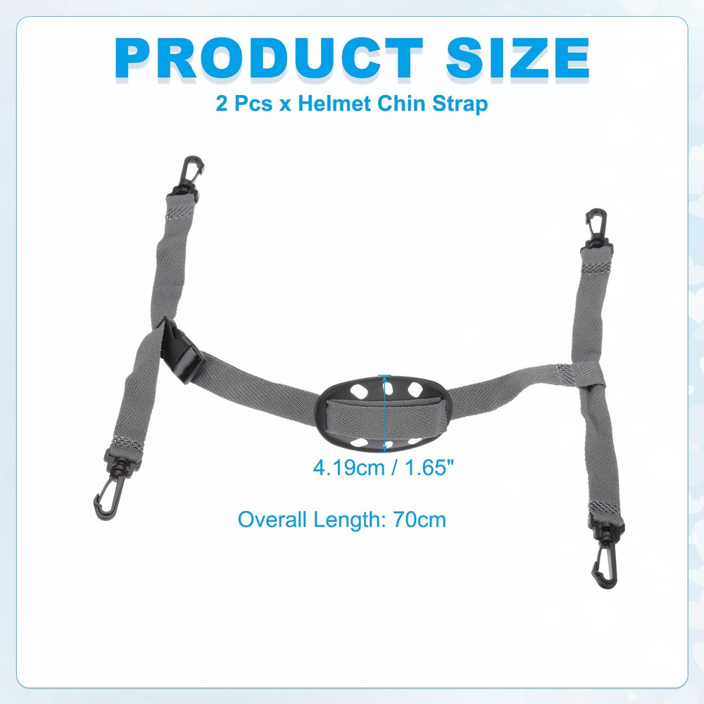 27.5 Inch Hat Chin Strap Helmet Strap Hook Y-type Grey 2 Pcs