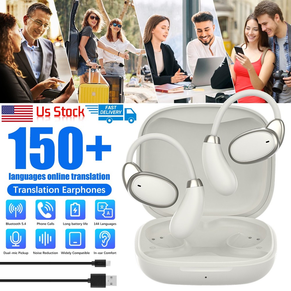 148 Language Translator Earbuds Wireless Bluetooth 5.4 Two Way Translator Device