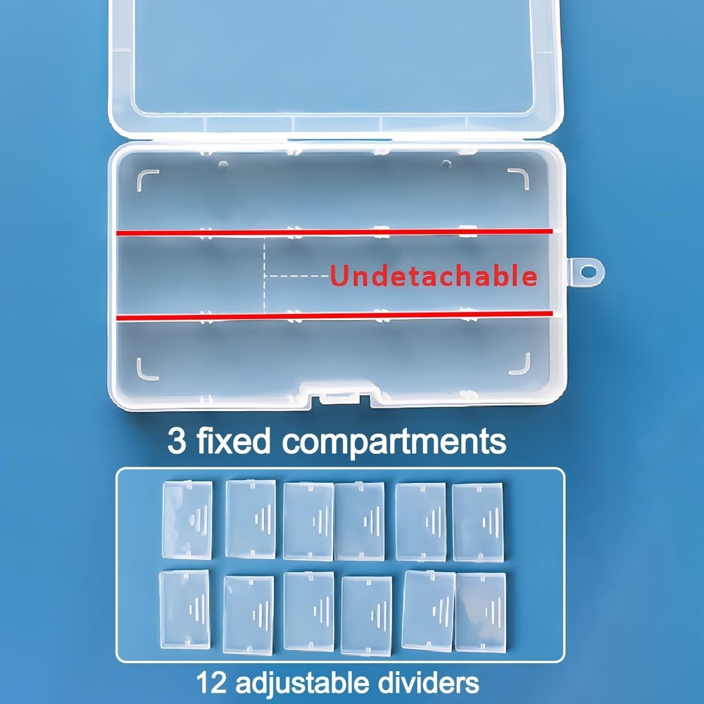 15-Compartment Bead Organizer Box - 12 Pack Adjustable Storage for Crafts & J...