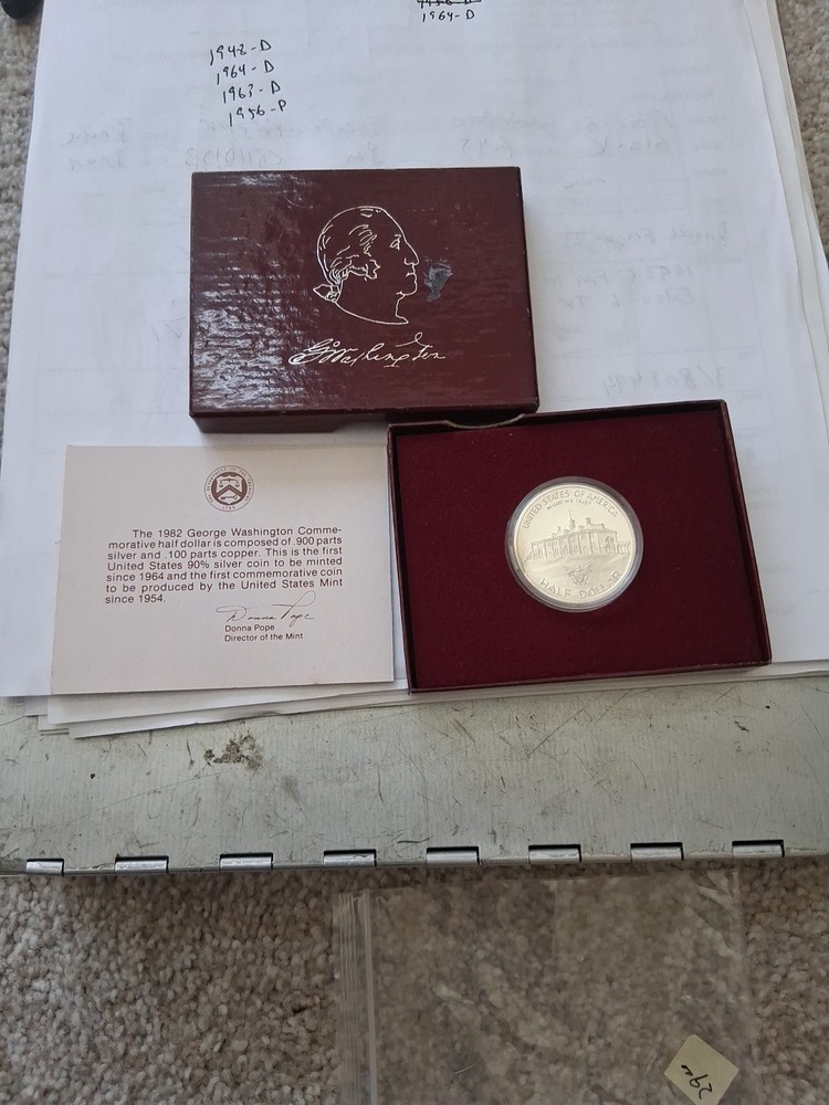 1982-S George Washington Proof Silver Commemorative Half Dollar With Box