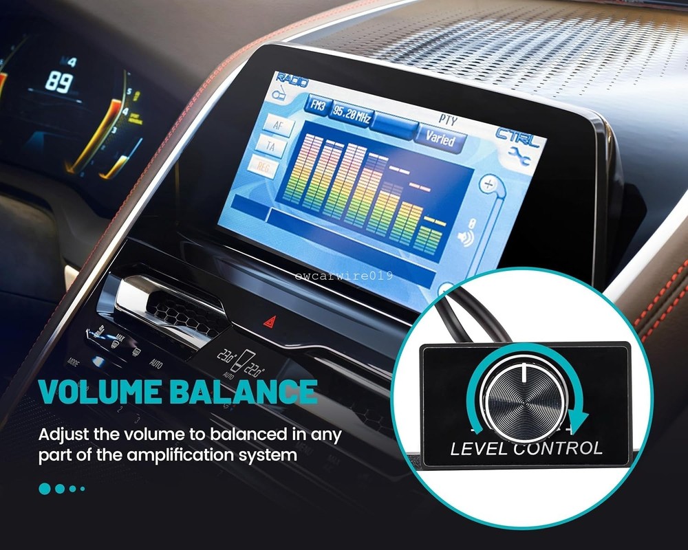 Universal Car Audio Amplifier RCA Level Controller Bass Volume Control Knob