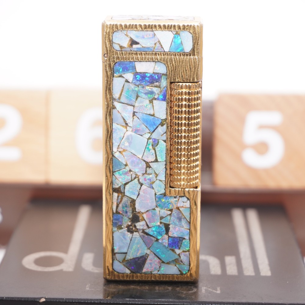 Dunhill Lighter Gold Wav Opal Pattern _Ultrasonically Cleaned_Working