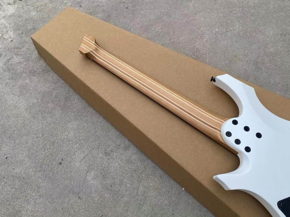 Satin White 7 String Headless Electric Guitar Red Killswitch Active Pickups