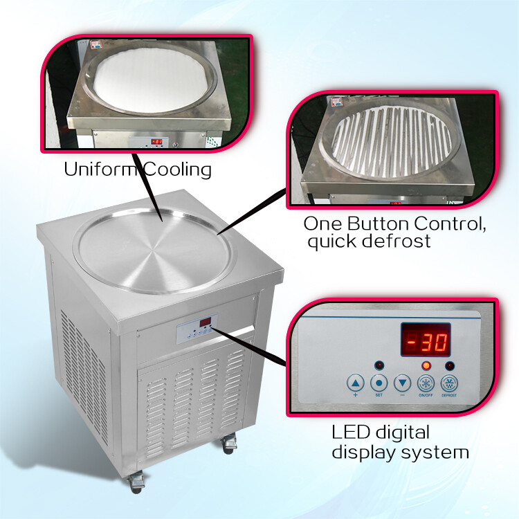 Kolice 22'' Single Pan Fried Ice Cream Machine Rolled Ice Cream Machine-ETL CE