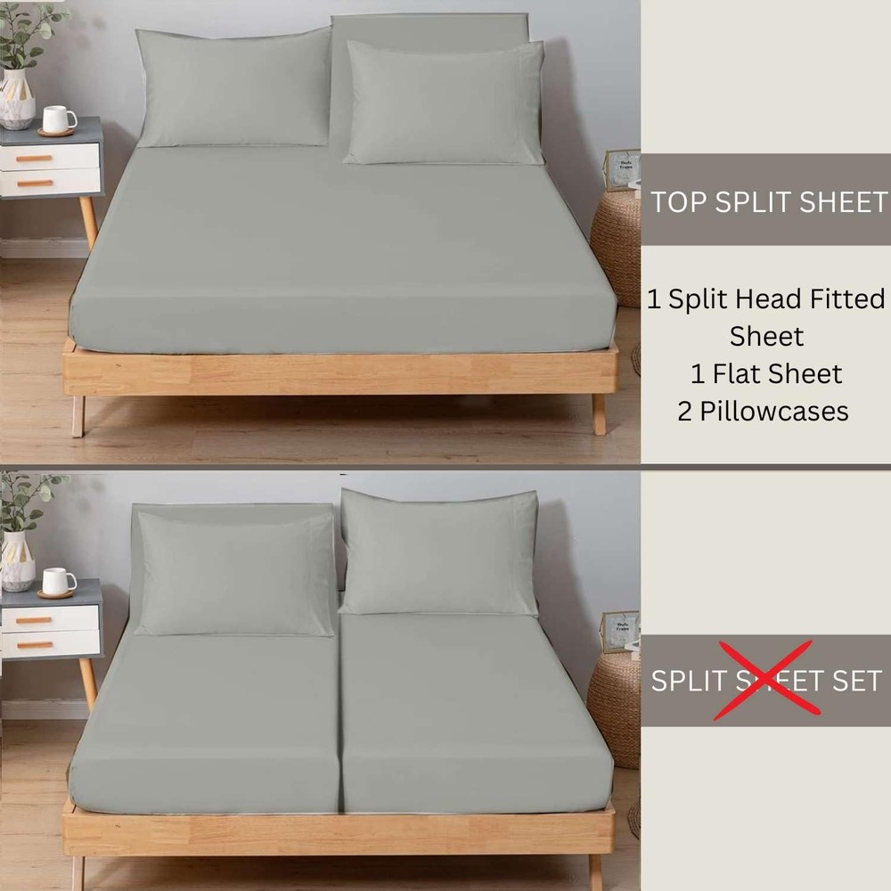 4 Piece Split Head Flex King Sheet Set for Sleep Number Bed, Ultra Soft Micro...