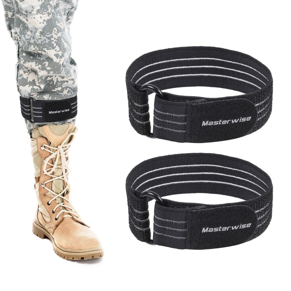 Masterwise 2PCS Adjustable Elastic Ankle Straps, Boot Straps for 2 PCS, Black