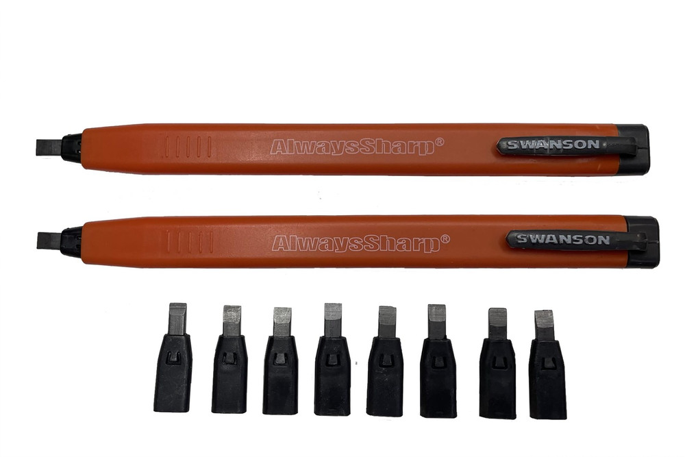 Mechanical Carpenter Pencil Refillable Flat Two Pack 8 Graphite Tips Sharp Clip