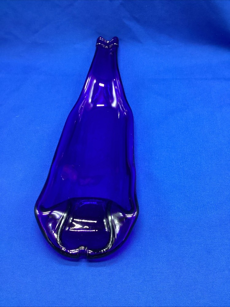Melted Slumped Wine Bottle - Blue