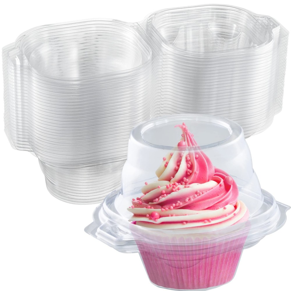 Individual Cupcake Containers (100 Pack) | Clear Plastic Disposable Cupcake Boxe