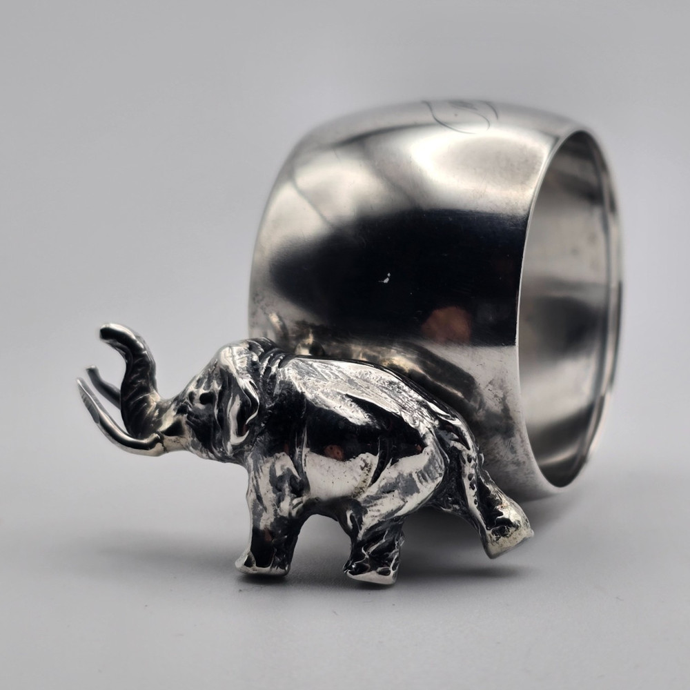 Vintage Gorham 3D Elephant Sterling Silver Napkin Ring