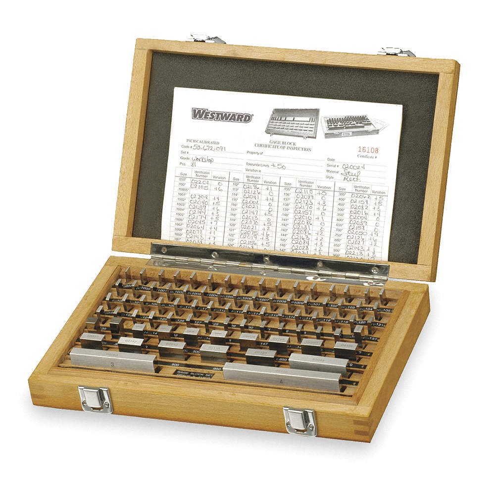 WESTWARD 2YNK8 Gage Block Set,Rectangular,81 Pc 2YNK8