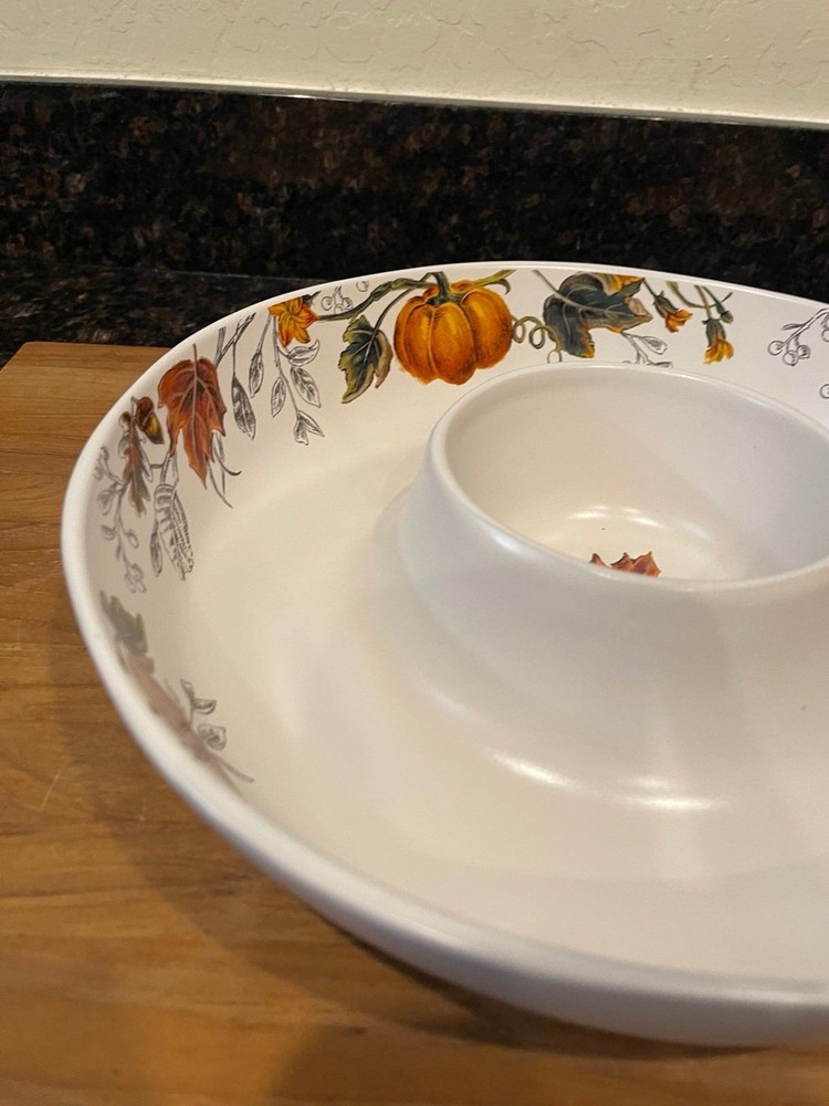 BEE & WILLOW fall CERAMIC CHIP & DIP SERVING PLATTER