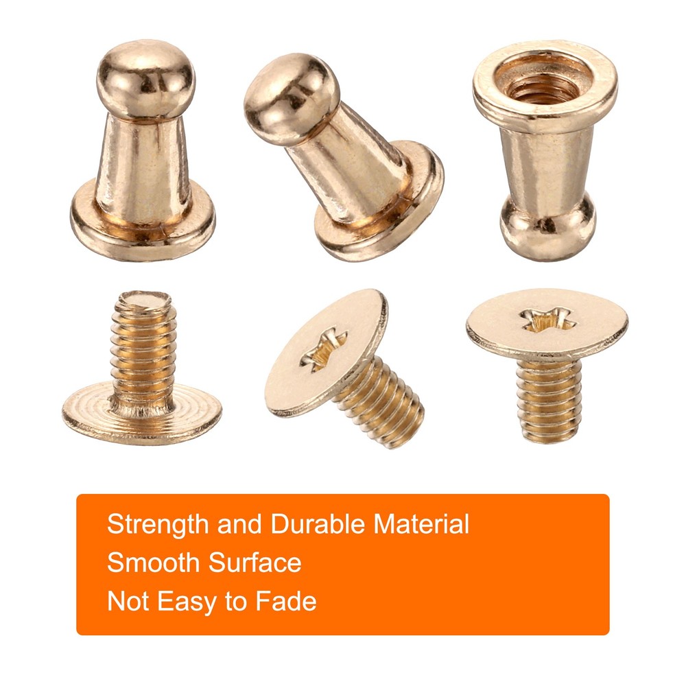 30 Pcs Round Head Button Studs 4mm Leather Punch Screwdriver, Gold