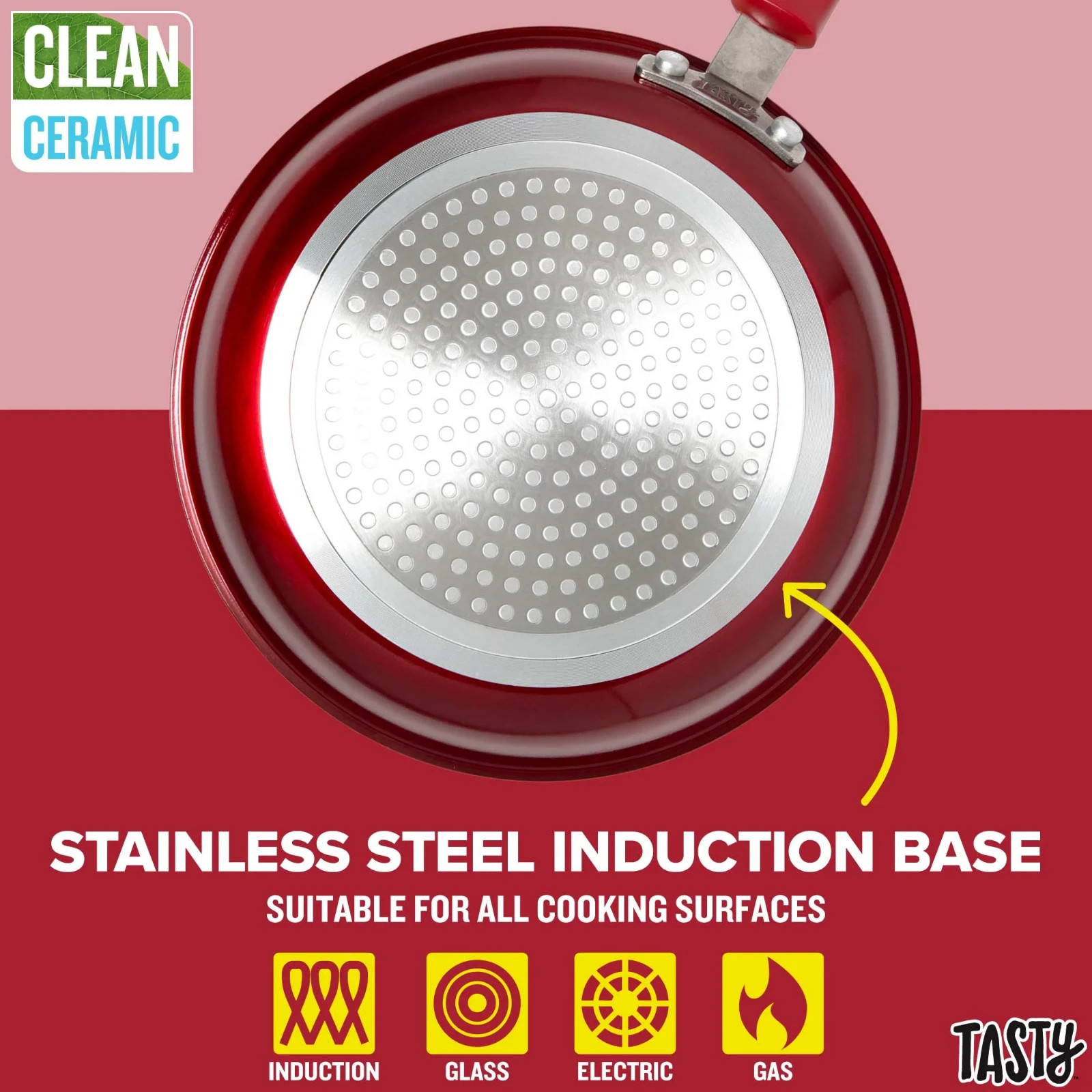 Clean Ceramic 8" Non-Stick Aluminum Fry Pan, Red