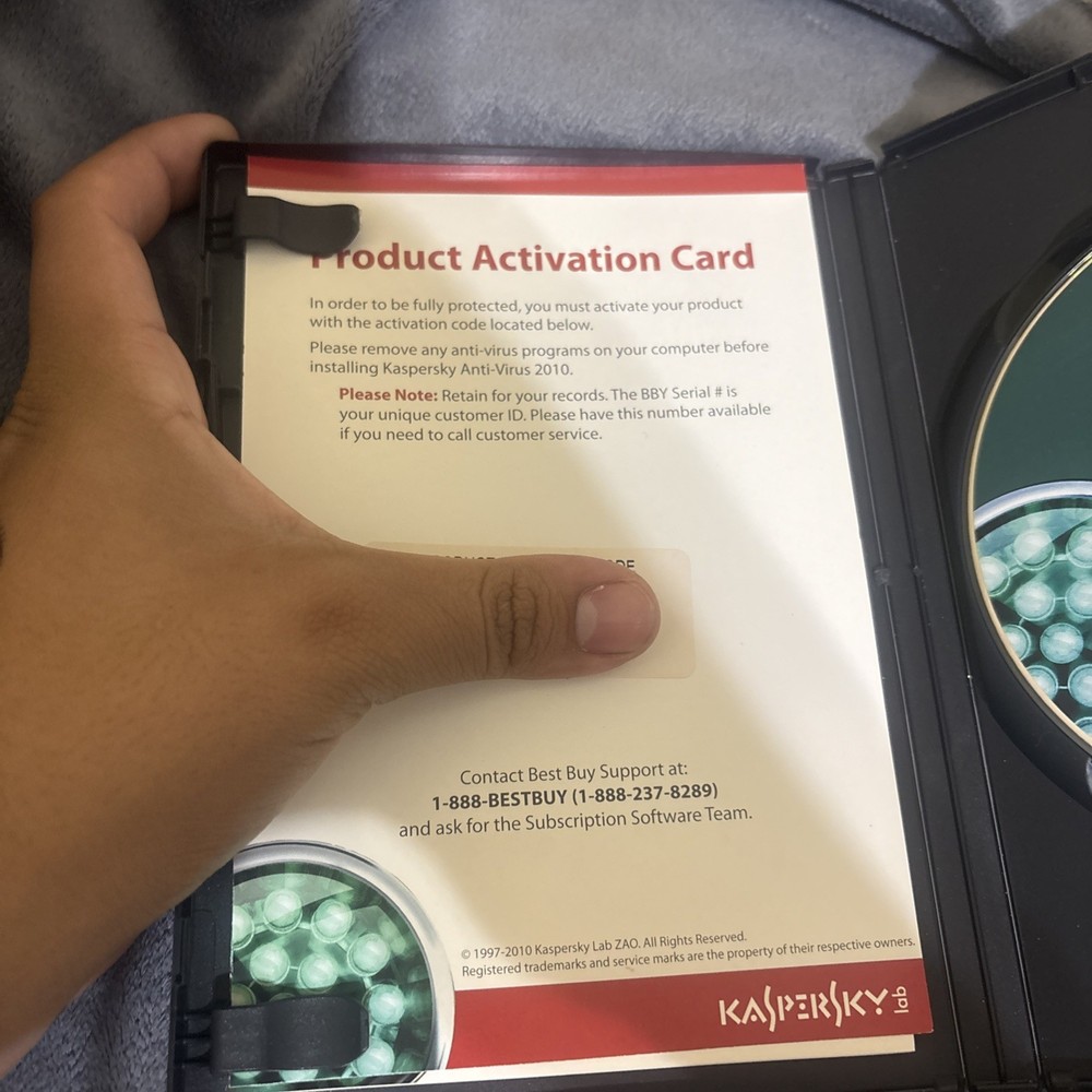 KASPERSKEY Lab Anti-Virus 2010 Protection PC Computer Security Software & Code