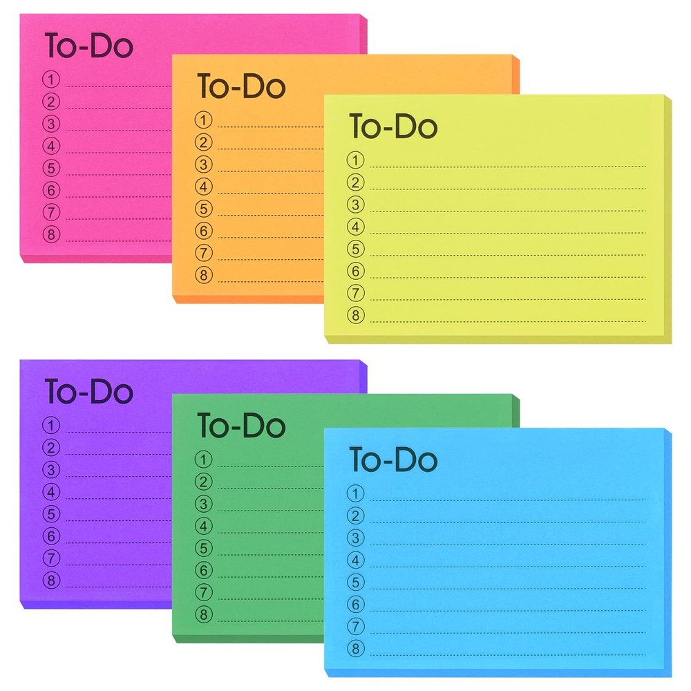 TIESOME 6 Pack To Do List Sticky Notes, 300 Sheets Self-Stick Notes with Line...