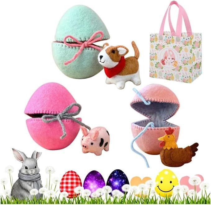 Surprise Easter Egg from Wool Felt,Handmade Felt Easter Egg with Hidden Toy,Reus
