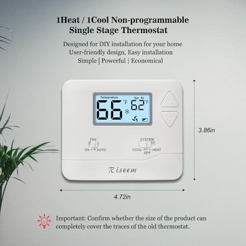 NonProgrammable Thermostat for Home, Single-Stage Systems,Digital Energy White
