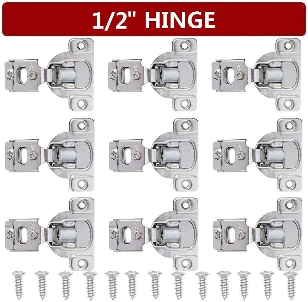50 Pack 1/2" Overlay Concealed Compact Kitchen Door Cabinet Hinges Soft Close