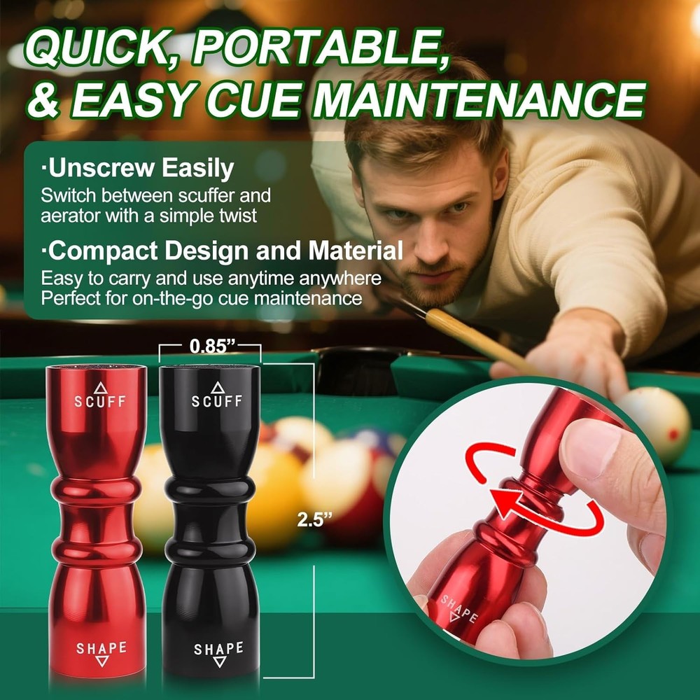 Gift-Ready Pool Cue Tip Tool Set - 2-Pack for Better Billiards Gameplay