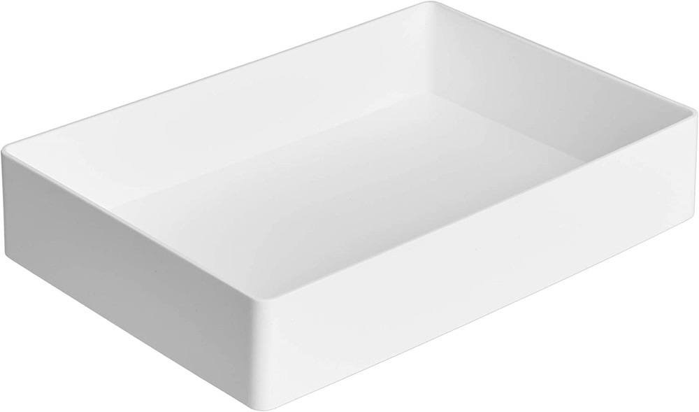 Rectangular Plastic Desk Organizer with Storage Trays, Accessory Tray, Drawer Or