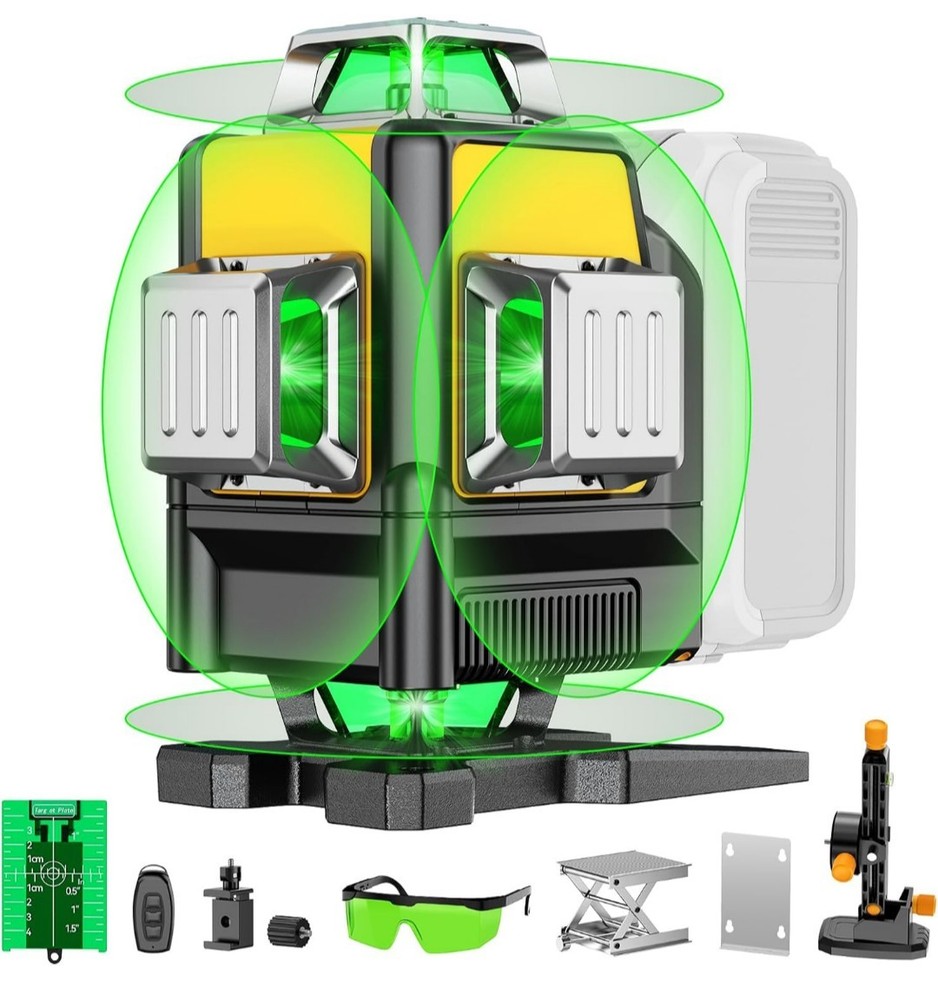 Laser Level Compatible with DeWalt 20V Battery, 4D 4x360° Self Leveling, 4...