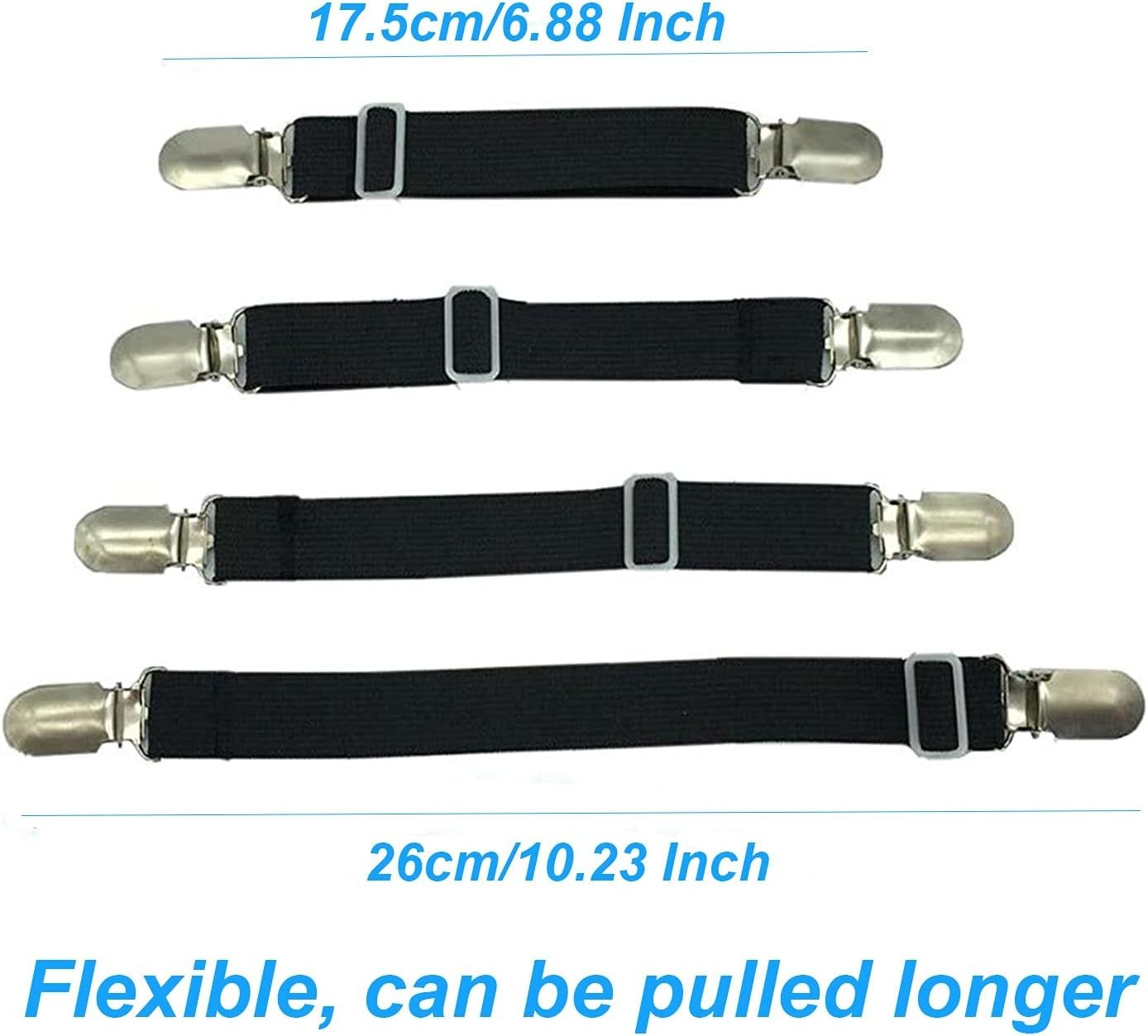 4Pcs Adjustable Bed Sheet Fasteners Suspenders, Elastic Sheet Band Straps