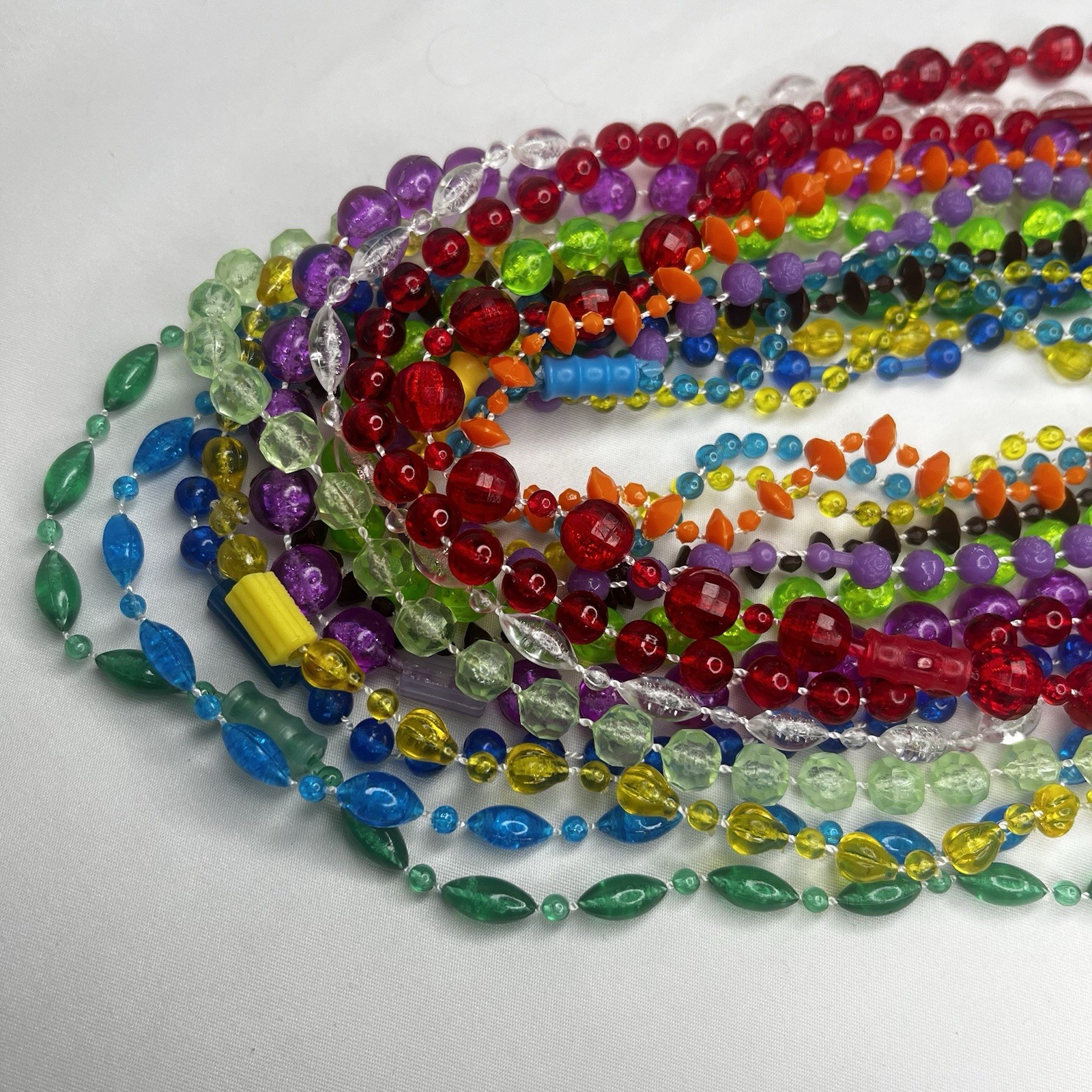 Vintage Mardi Gras Beads 70's-80's- carnival parade beads Lot Of 15 Necklaces