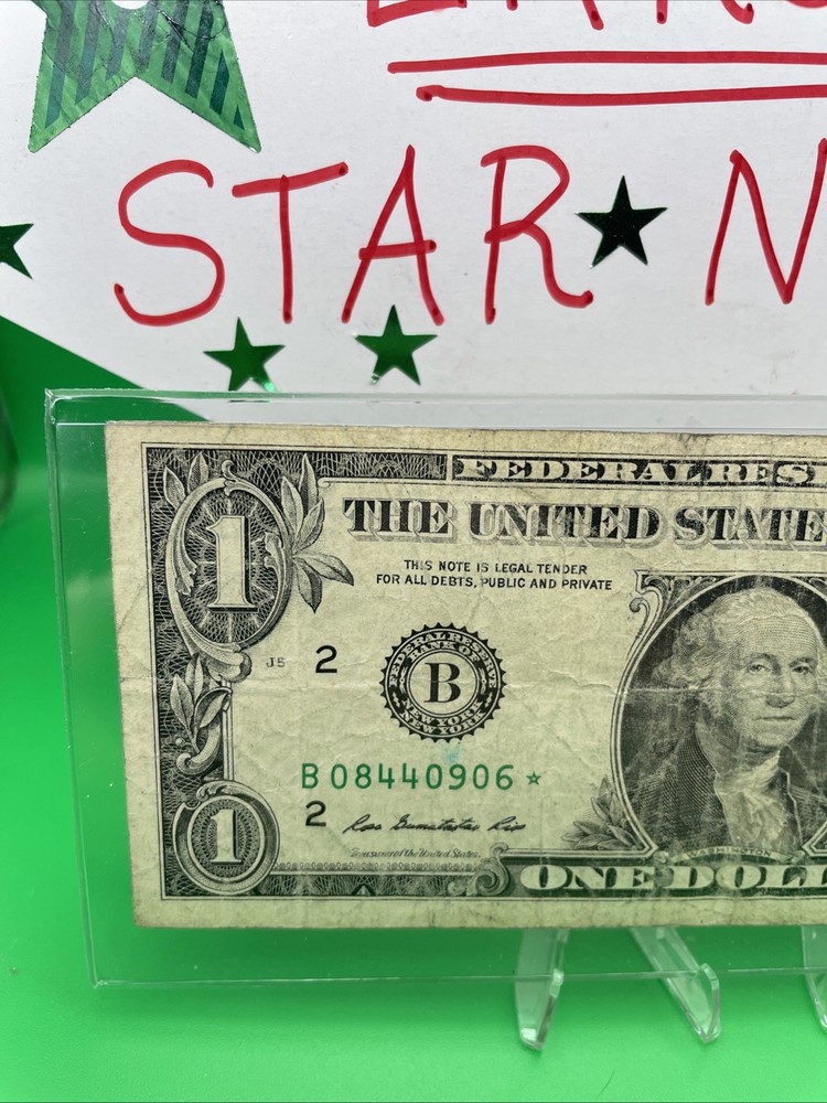 🌟Star Note 2013 B Duplicate Serial ERROR B08440906* Fancy Number $1 Bill D/C
