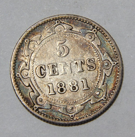 1881 Newfoundland Five Cents 5c Nice VF Condition 40k Mint -5525-