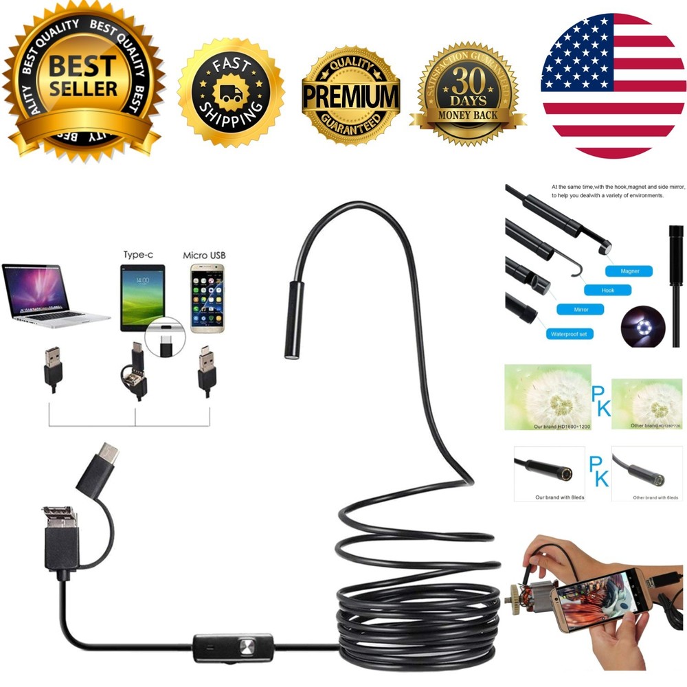 Endoscope, 3-in-1 Type-C USB Inspection Camera, 6 Adjustable Led Light,Inspec...