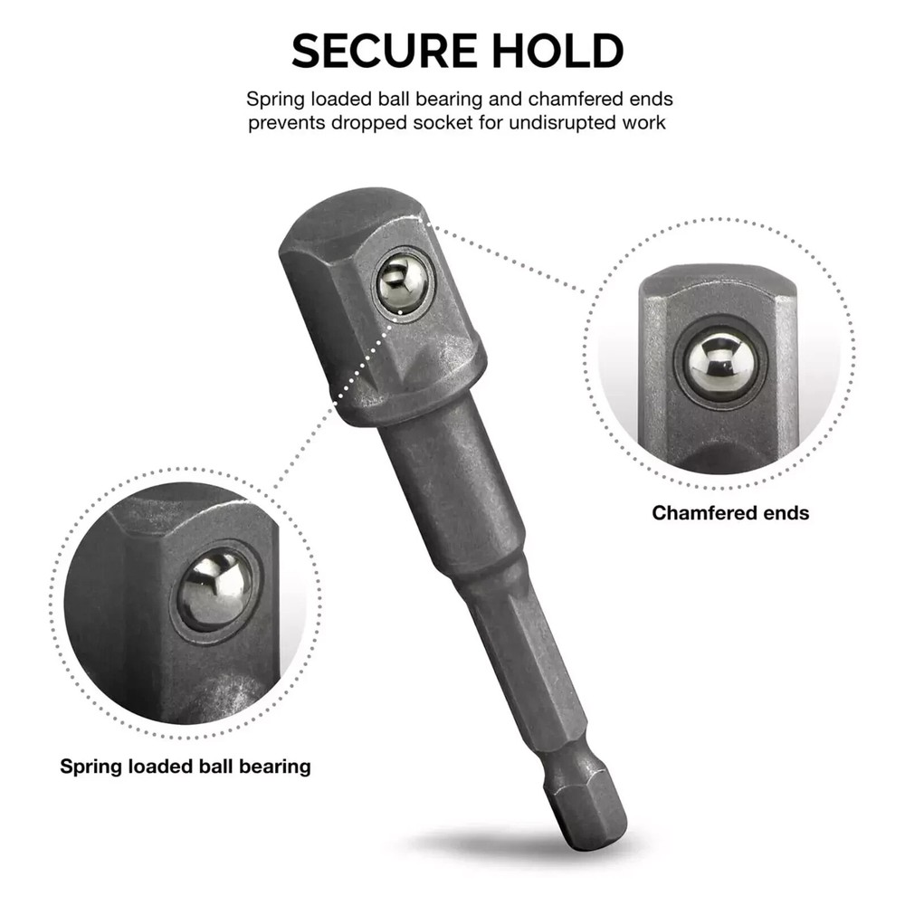 9Pcs Socket Adapter Drill Bits Set Hex Impact Driver Tools 1/4" 3/8" 1/2" Shank