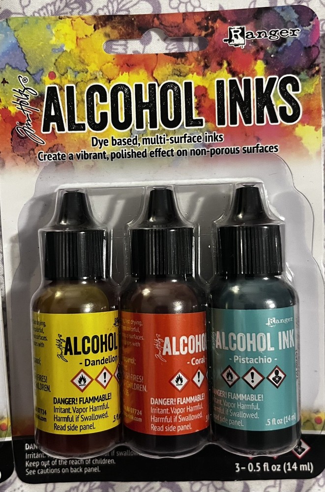 Ranger Alcohol Inks 3 Pack Dye Based, Multi Surface Ink.