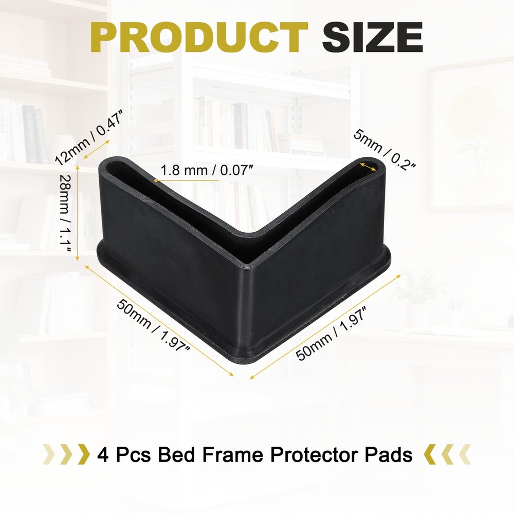 4Pcs 2" Bed Frame End Caps, Angle Iron Foot Pad Leg Protector, Black