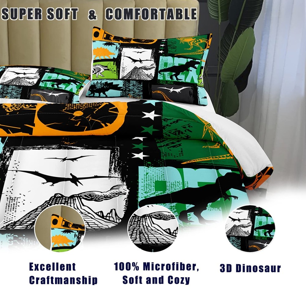 Bodhi Dinosaur 4018 Microfiber Polyester Bedding Set, Twin, 2 Pieces
